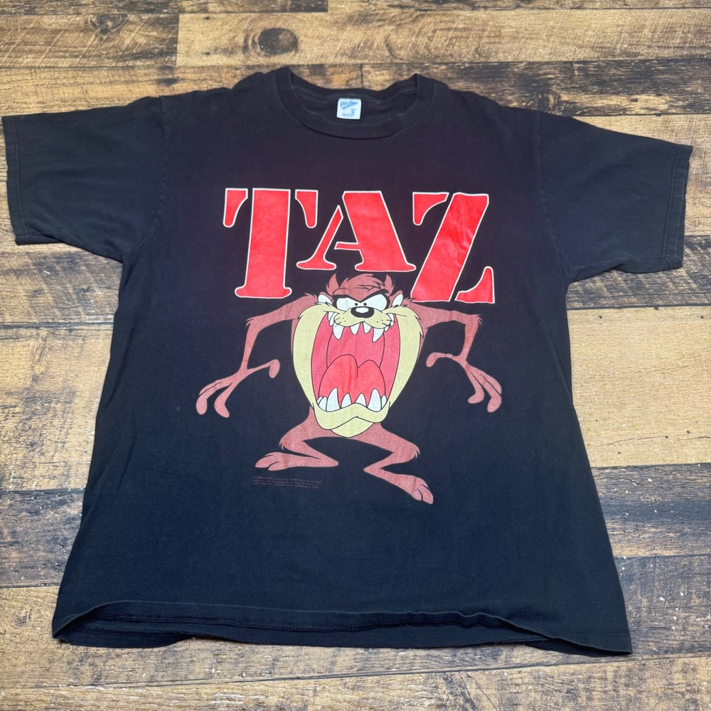 Velva‎ Sheen Taz T-Shirt Looney Tunes Graphic Tee Cartoon Black XL